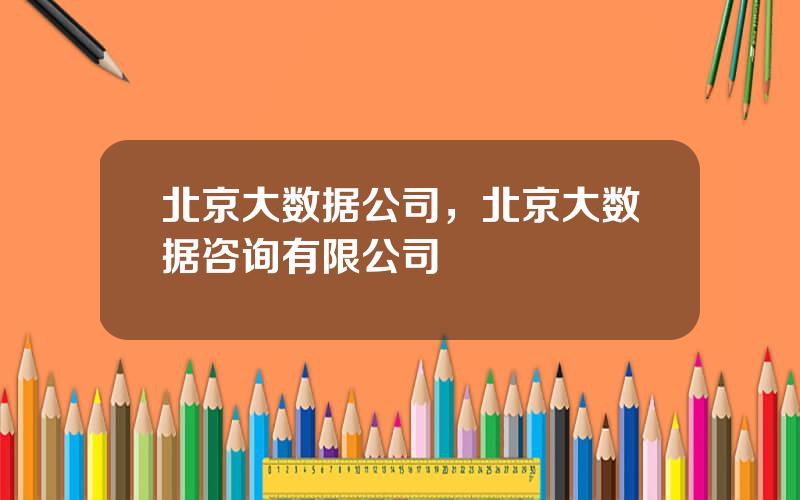 北京大数据公司，北京大数据咨询有限公司