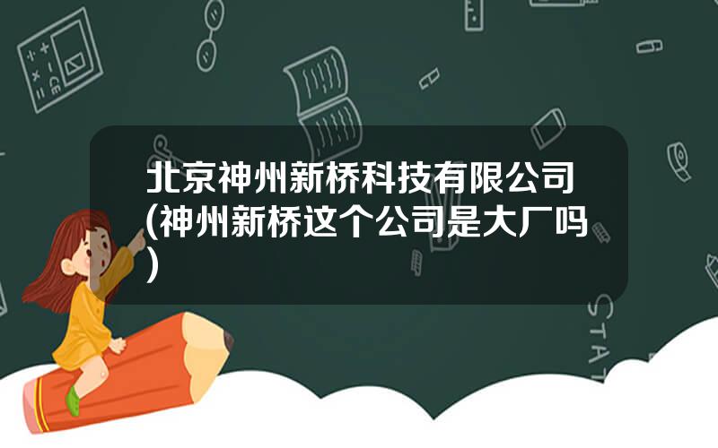 北京神州新桥科技有限公司(神州新桥这个公司是大厂吗)