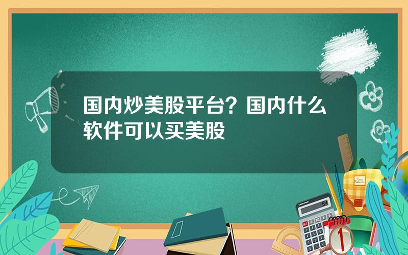 国内炒美股平台？国内什么软件可以买美股