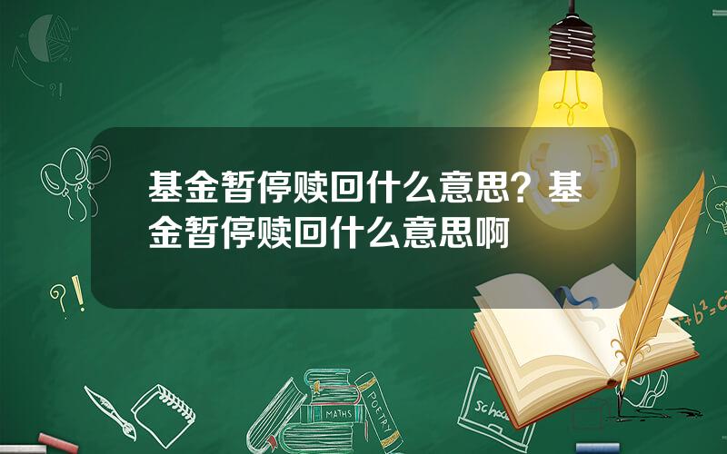 基金暂停赎回什么意思？基金暂停赎回什么意思啊