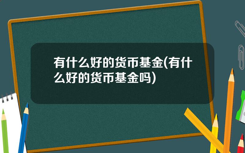 有什么好的货币基金(有什么好的货币基金吗)